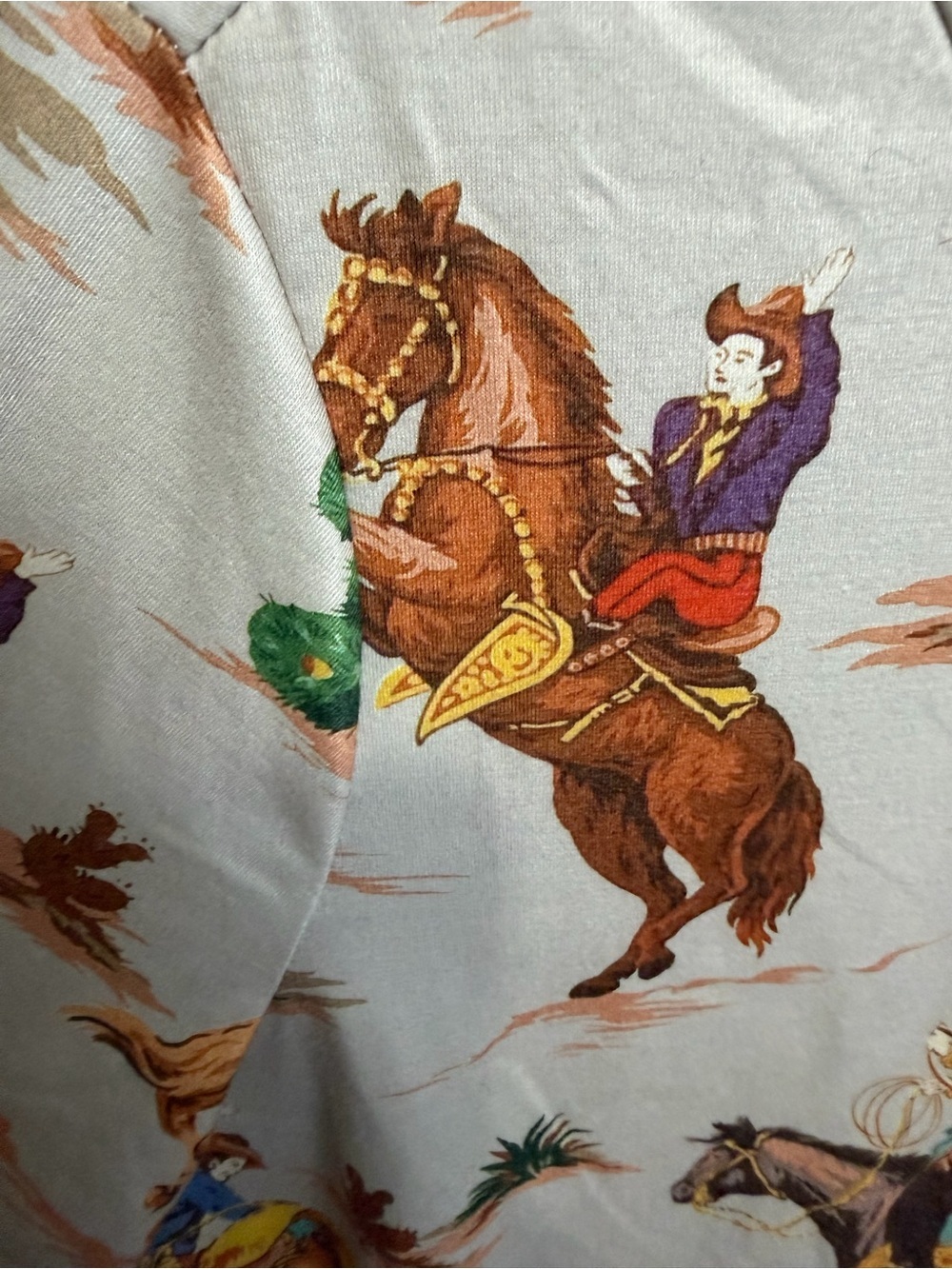 Cowboy Print Long Sleeve Tee - Beige - Picture 5 of 8
